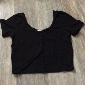 black scoop neck crop top